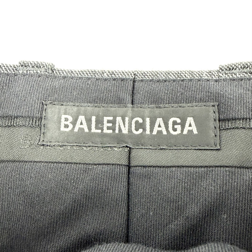 BALENCIAGA バレンシアガ パンツ チェック ボトムス ワイドパンツ 服 34 769023 グレー ブラック金具 ウール レディース【中古品】