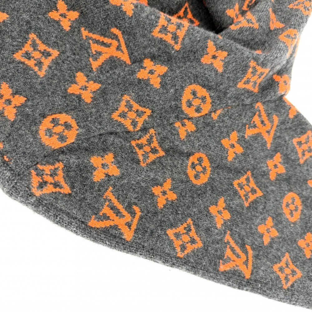【開店SALE】 LOUIS VUITTON ルイヴィトン ニット モノグラム トップス クルーネックセーター 長袖 アパレル 服 XS グレー オレンジ 秋 冬 カシミヤ ウール メンズ【中古品】