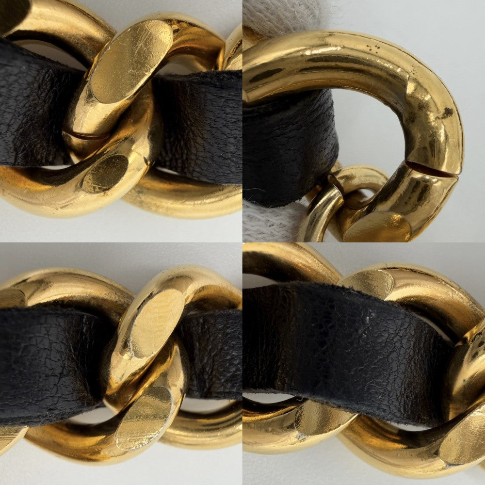 CHANEL シャネル ベルト メダル チェーンベルト ファッションアイテム 小物 ココマーク ヴィンテージ GP レザー ゴールド ブラック 黒 レディース【中古品】