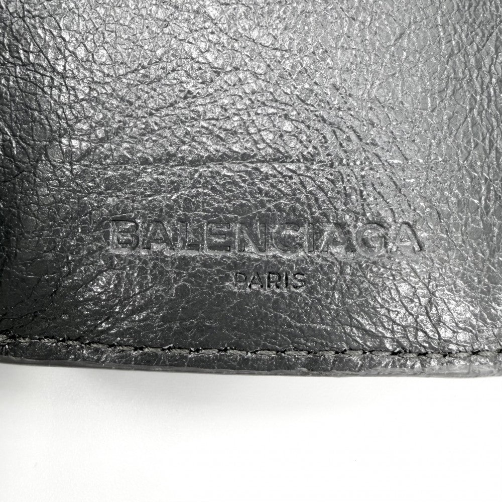 BALENCIAGA バレンシアガ 三つ折り財布 クラシックミニ ミニ財布 コンパクトウォレット 431653 レザー グレー シルバー金具 レディース【中古品】