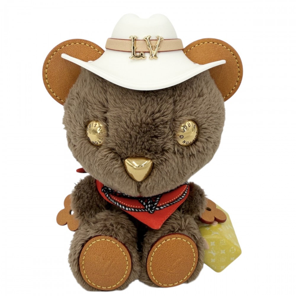 【開店SALE】 LOUIS VUITTON ルイヴィトン キーホルダー バッグチャーム・LVルイベア ぬいぐるみ インテリア 小物 M03176 フェイクファー レザー ブラウン 茶 ゴールド金具 レディース【中古品】