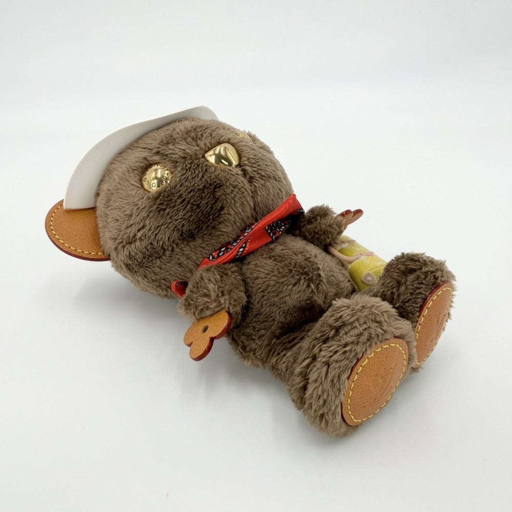 【開店SALE】 LOUIS VUITTON ルイヴィトン キーホルダー バッグチャーム・LVルイベア ぬいぐるみ インテリア 小物 M03176 フェイクファー レザー ブラウン 茶 ゴールド金具 レディース【中古品】
