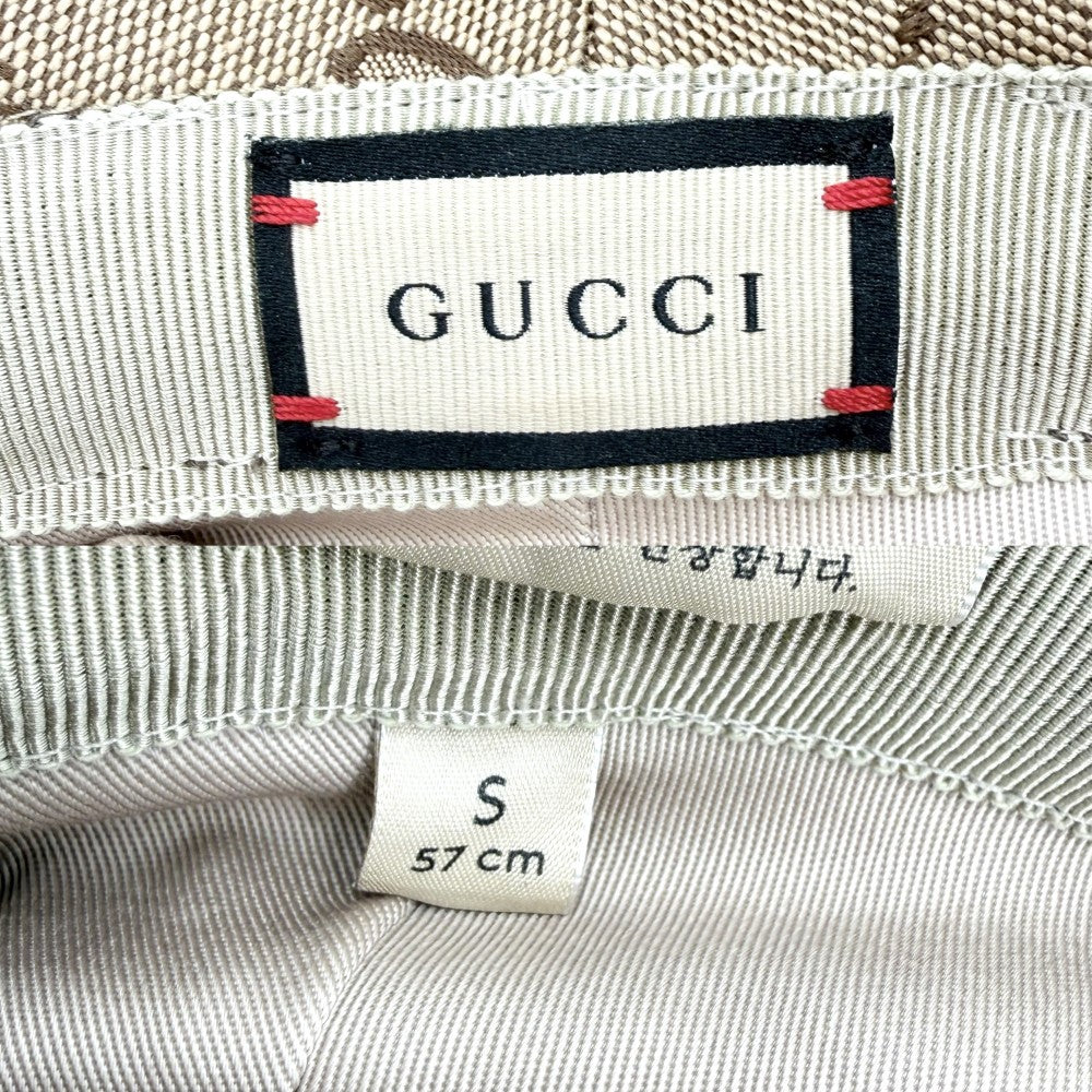 【開店SALE】 GUCCI グッチ ハット GGキャンバス フェドラハット バケットハット ファッションアイテム Sサイズ 総柄 帽子 576587 コットン ポリエステル ベージュ　 ブラウン 茶 メンズ【中古品】