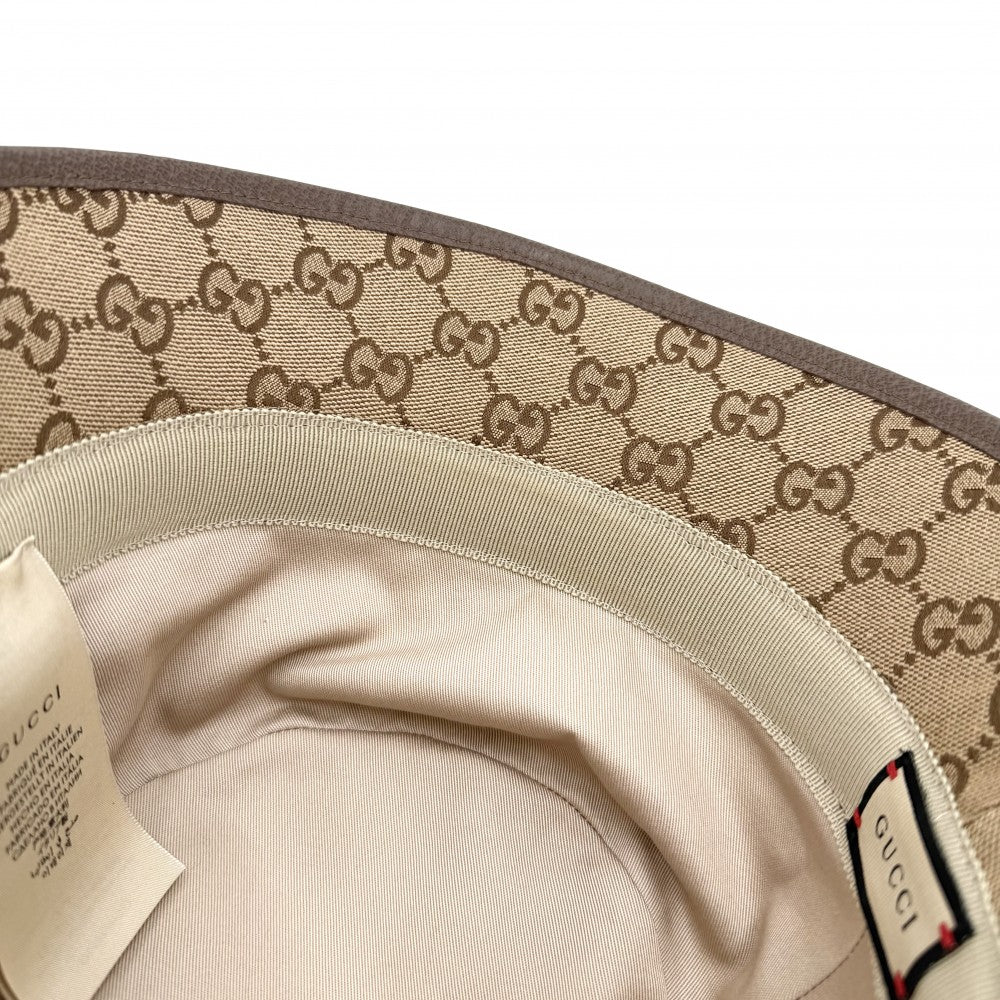 【開店SALE】 GUCCI グッチ ハット GGキャンバス フェドラハット バケットハット ファッションアイテム Sサイズ 総柄 帽子 576587 コットン ポリエステル ベージュ　 ブラウン 茶 メンズ【中古品】