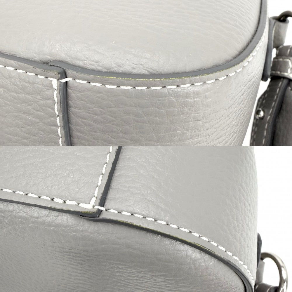 【開店SALE】 Stella McCartney ステラマッカートニー ショルダーバッグ パンチングロゴ カメラバッグ ポーチ付き かばん 鞄 700266 レザー グレー シルバー金具 レディース【中古品】