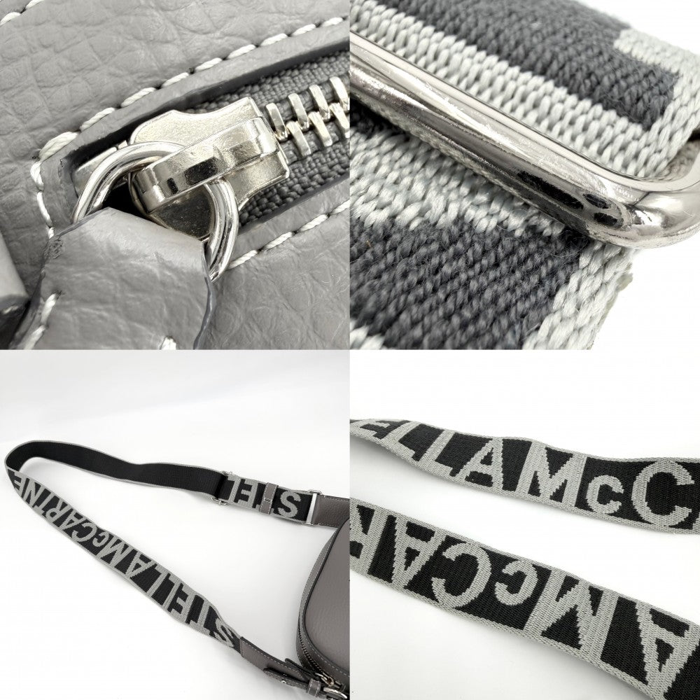 【開店SALE】 Stella McCartney ステラマッカートニー ショルダーバッグ パンチングロゴ カメラバッグ ポーチ付き かばん 鞄 700266 レザー グレー シルバー金具 レディース【中古品】