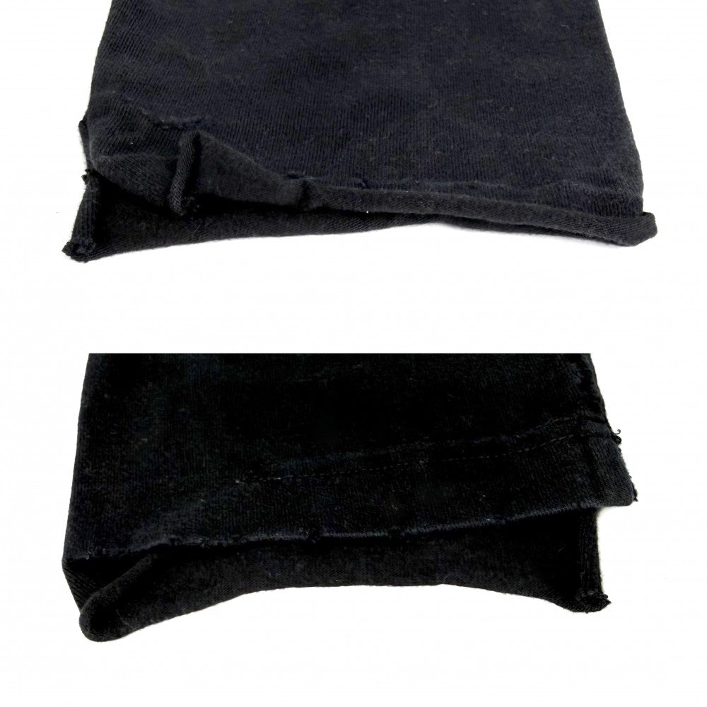 【開店SALE】 BALENCIAGA バレンシアガ 長袖Ｔシャツ クルーネックTシャツ ダメージ加工 トップス アパレル 服 681046 ブラック 黒 オールシーズン コットン メンズ【中古品】
