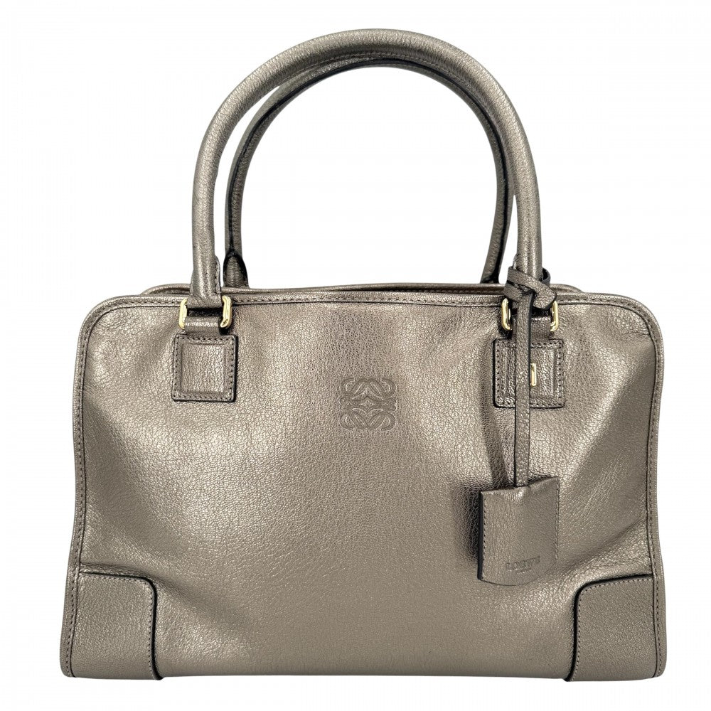 LOEWE ロエベ ハンドバッグ アナグラム アマソナ36 ミニボストンバッグ メタリック レザー ゴールド ゴールド金具 レディース【中古品】