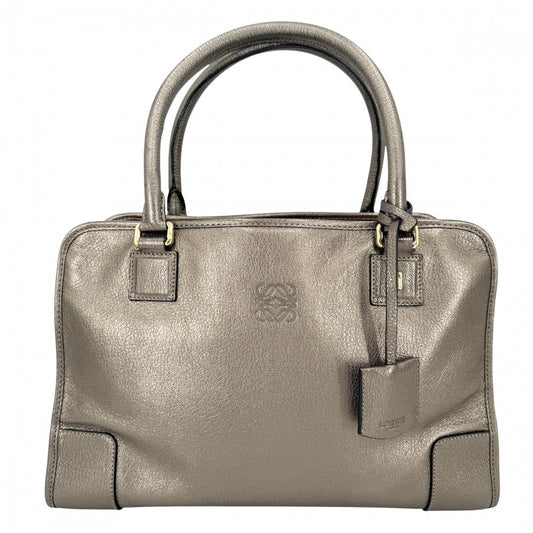 LOEWE ロエベ ハンドバッグ アナグラム アマソナ36 ミニボストンバッグ メタリック レザー ゴールド ゴールド金具 レディース【中古品】