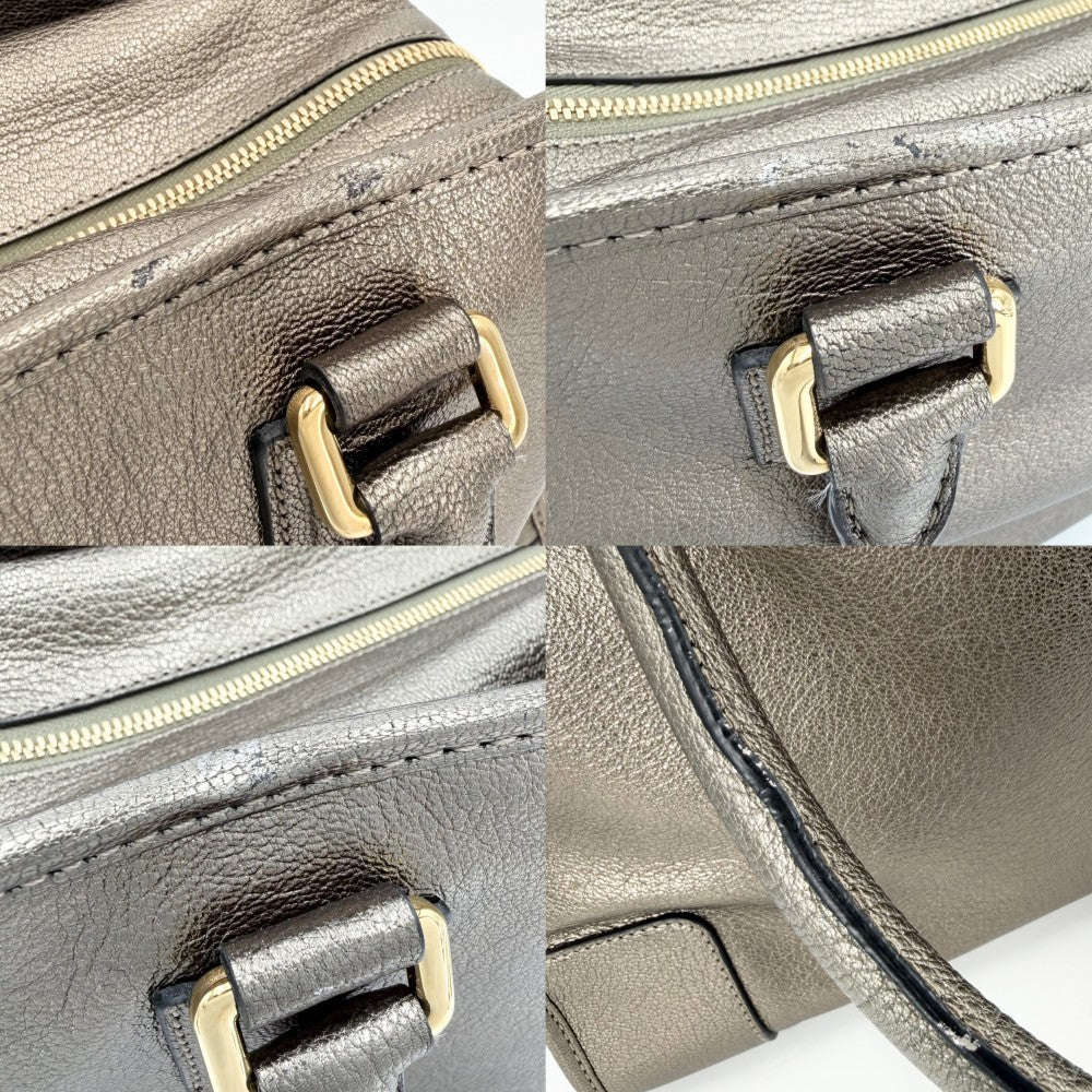LOEWE ロエベ ハンドバッグ アナグラム アマソナ36 ミニボストンバッグ メタリック レザー ゴールド ゴールド金具 レディース【中古品】