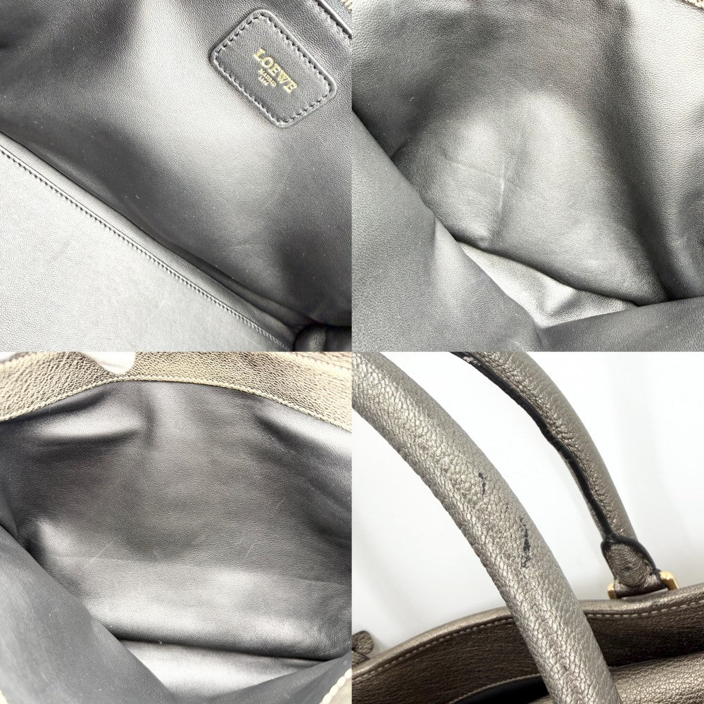 LOEWE ロエベ ハンドバッグ アナグラム アマソナ36 ミニボストンバッグ メタリック レザー ゴールド ゴールド金具 レディース【中古品】