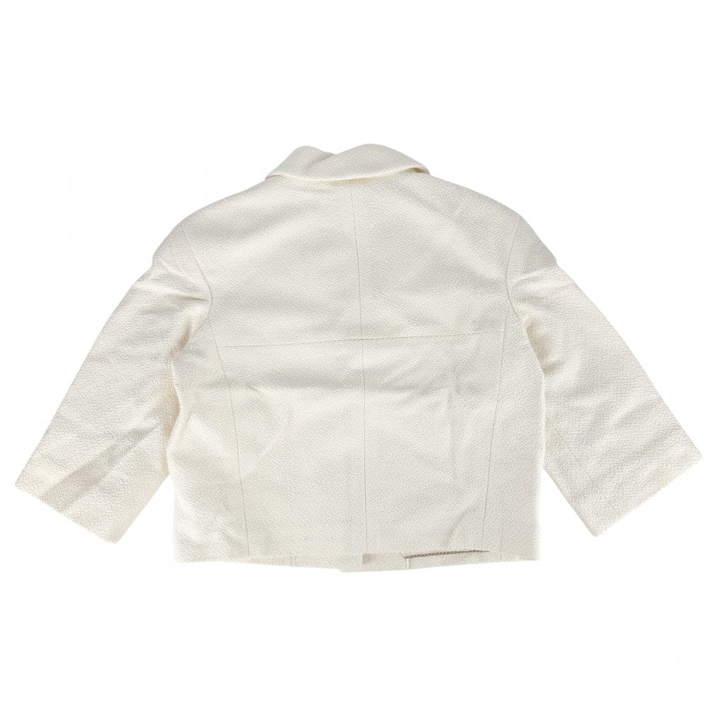 CHANEL シャネル アウター ロゴボタン パールボタン ジャケット アパレル 服 42 アイボリー ゴールド金具 コットン シルク レディース【中古品】