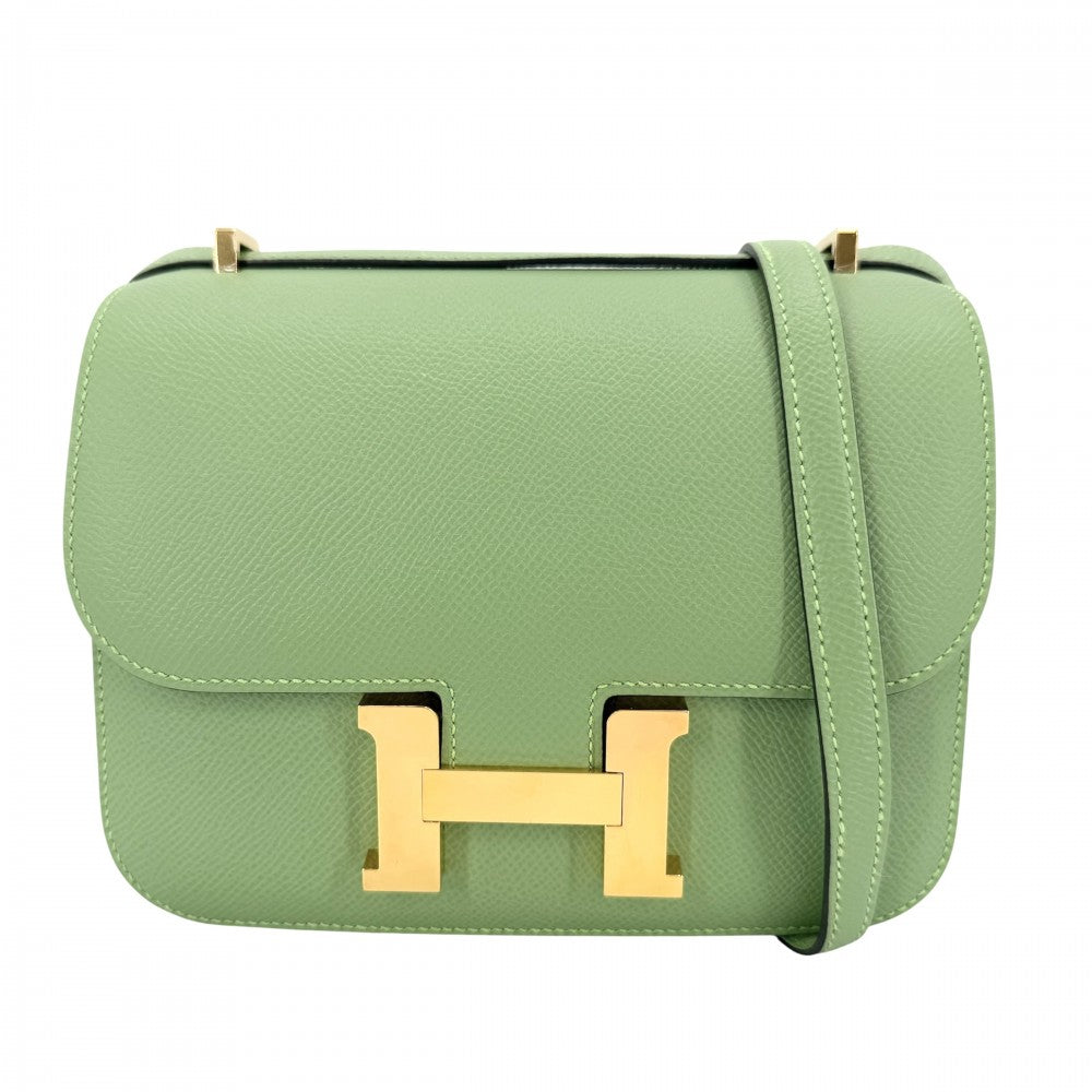 HERMES エルメス ショルダーバッグ コンスタンス18 ポシェット 本革 Z刻印 ヴォーエプソン グリーン 緑 ゴールド金具 レディース 2021年【中古品】
