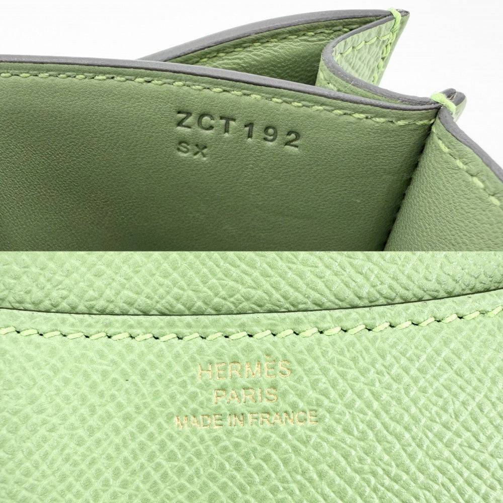 HERMES エルメス ショルダーバッグ コンスタンス18 ポシェット 本革 Z刻印 ヴォーエプソン グリーン 緑 ゴールド金具 レディース 2021年【中古品】