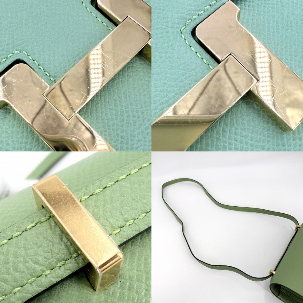 HERMES エルメス ショルダーバッグ コンスタンス18 ポシェット 本革 Z刻印 ヴォーエプソン グリーン 緑 ゴールド金具 レディース 2021年【中古品】