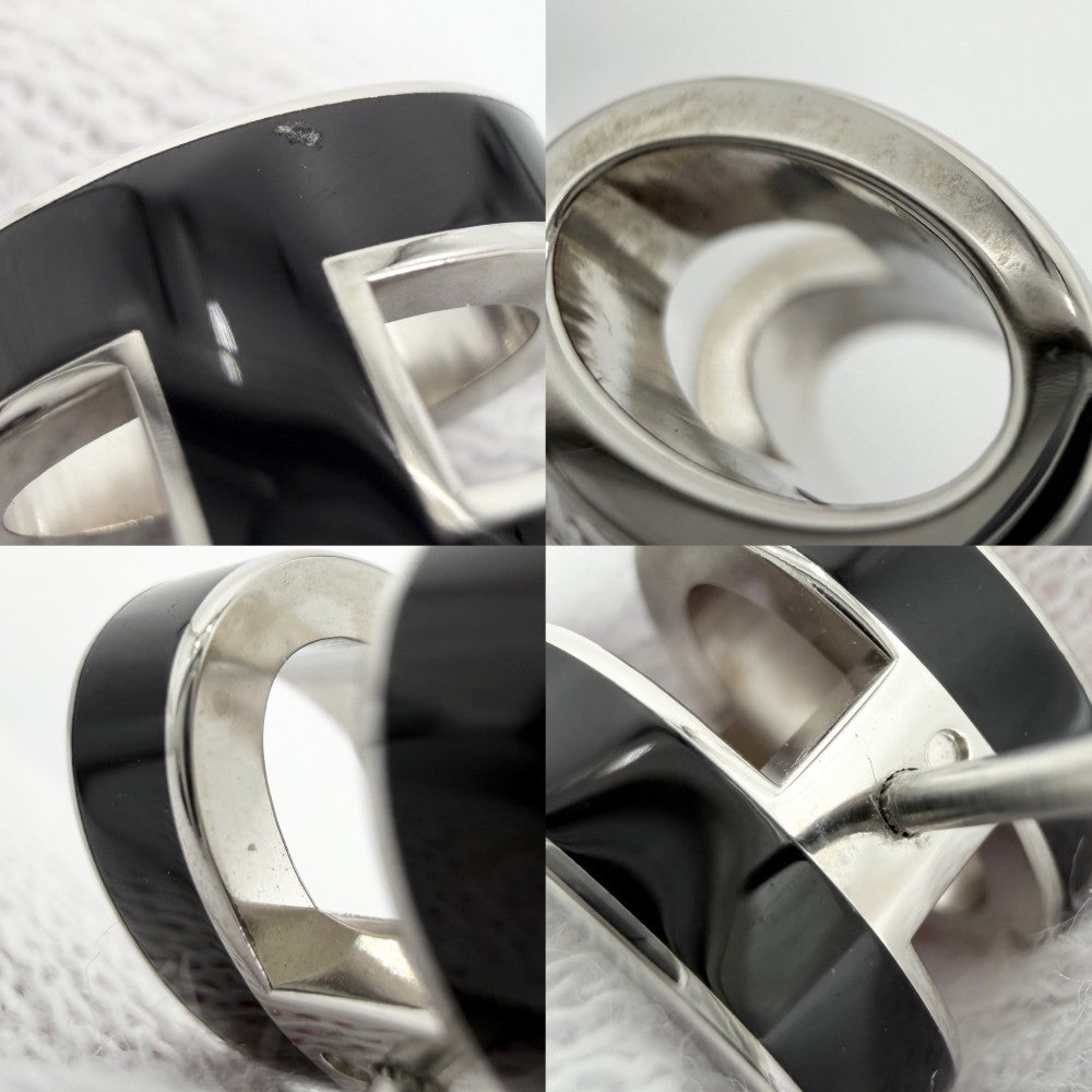 【開店SALE】 HERMES エルメス ピアス ポップアッシュ H アクセサリー ブラック 黒 シルバー金具 レディース 約5.2g【中古品】
