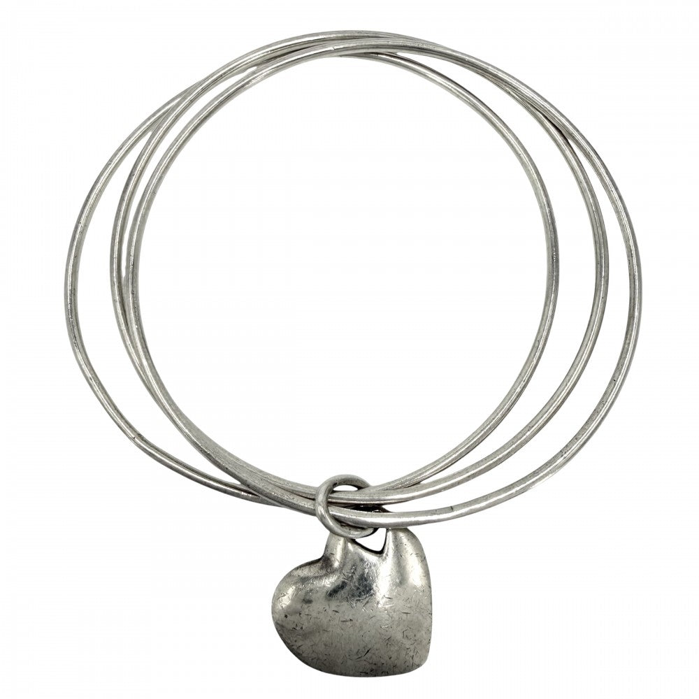 TIFFANY&Co. ティファニー バングル ブレスレット ハート ジュエリー アクセサリー 3連 シルバー925 レディース 約22.6g【中古品】