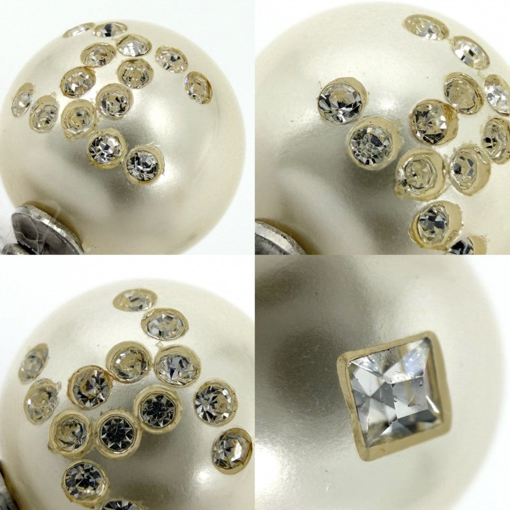 CHANEL シャネル ネックレス ココマーク チェーン アクセサリー フェイクパール ラインストーン 09P ホワイト 白 シルバー レディース 約2.8g 2009年【中古品】