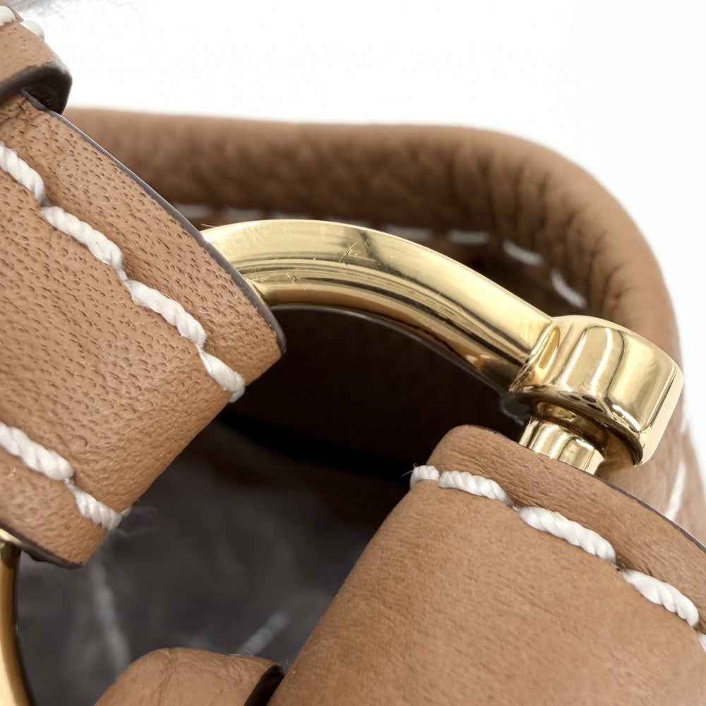 2WAY デルヴォー ミニバケット サーピケ ハンドバッグ ショルダーバッグ DELVAUX レザー ブラウン 茶 ゴールド金具 レディース【中古品】