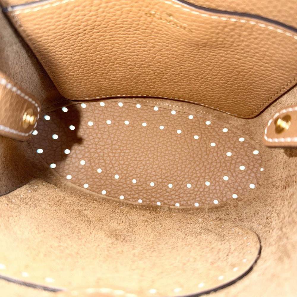 2WAY デルヴォー ミニバケット サーピケ ハンドバッグ ショルダーバッグ DELVAUX レザー ブラウン 茶 ゴールド金具 レディース【中古品】