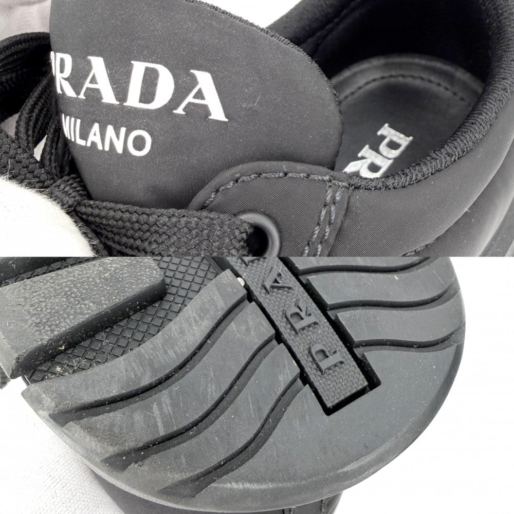 PRADA プラダ スニーカー ロゴ 靴 約26cm 7サイズ 2EG366 ナイロン ブラック 黒 ブラック金具 メンズ【中古品】
