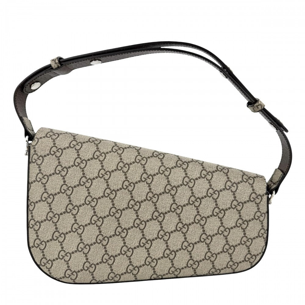 【開店SALE】 GUCCI グッチ ショルダーバッグ ホースビット1955 764155 GGスプリームキャンバス レザー ベージュ シルバー金具 レディース【中古品】