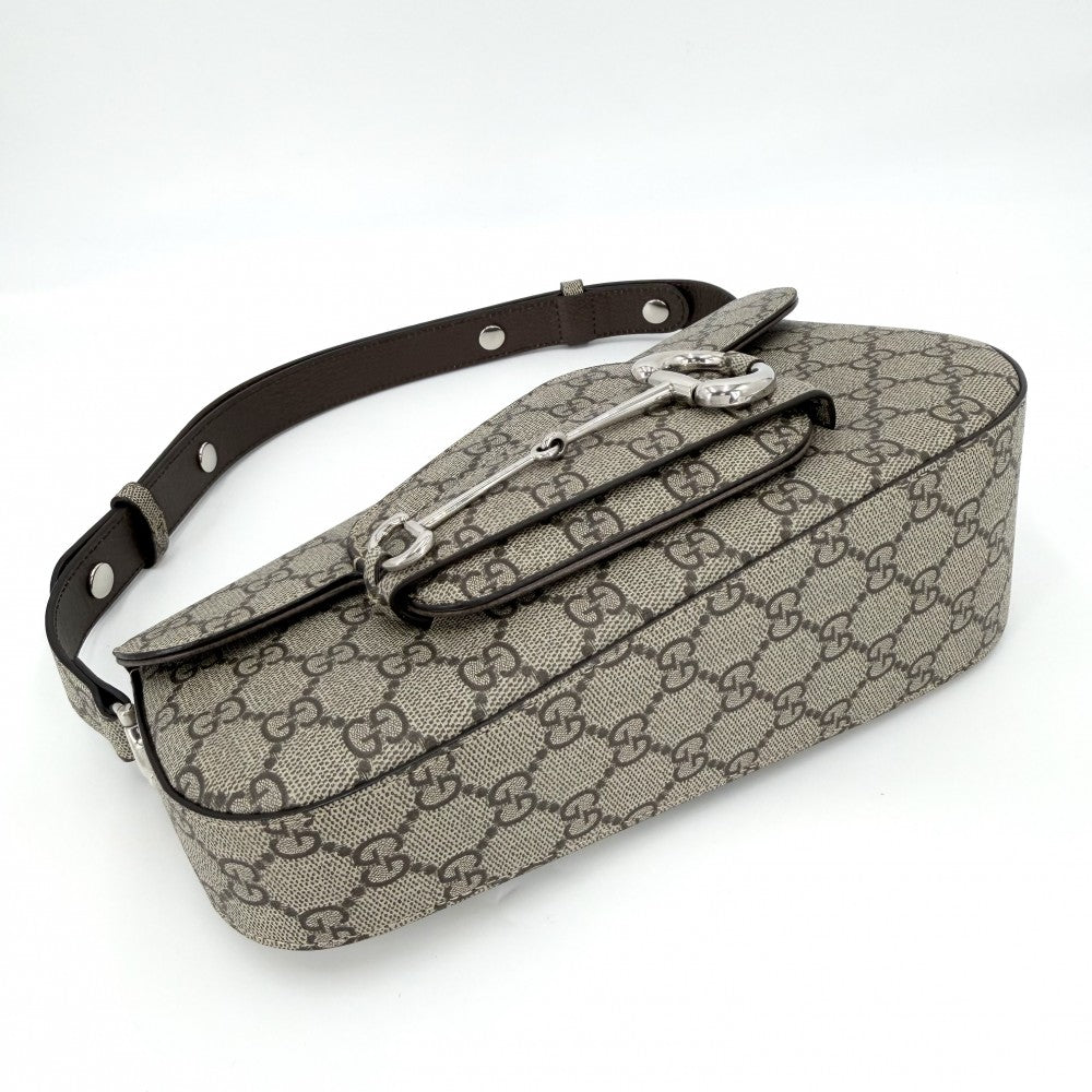 【開店SALE】 GUCCI グッチ ショルダーバッグ ホースビット1955 764155 GGスプリームキャンバス レザー ベージュ シルバー金具 レディース【中古品】