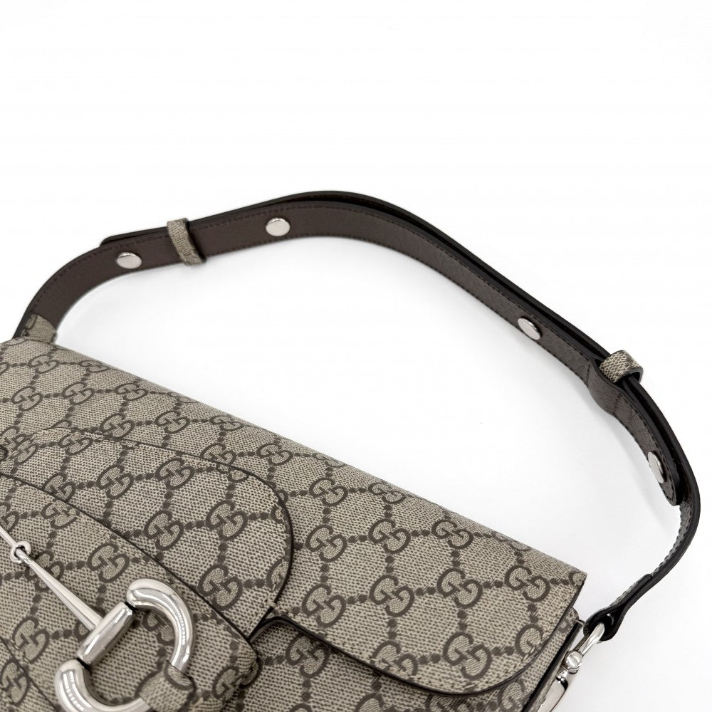 【開店SALE】 GUCCI グッチ ショルダーバッグ ホースビット1955 764155 GGスプリームキャンバス レザー ベージュ シルバー金具 レディース【中古品】