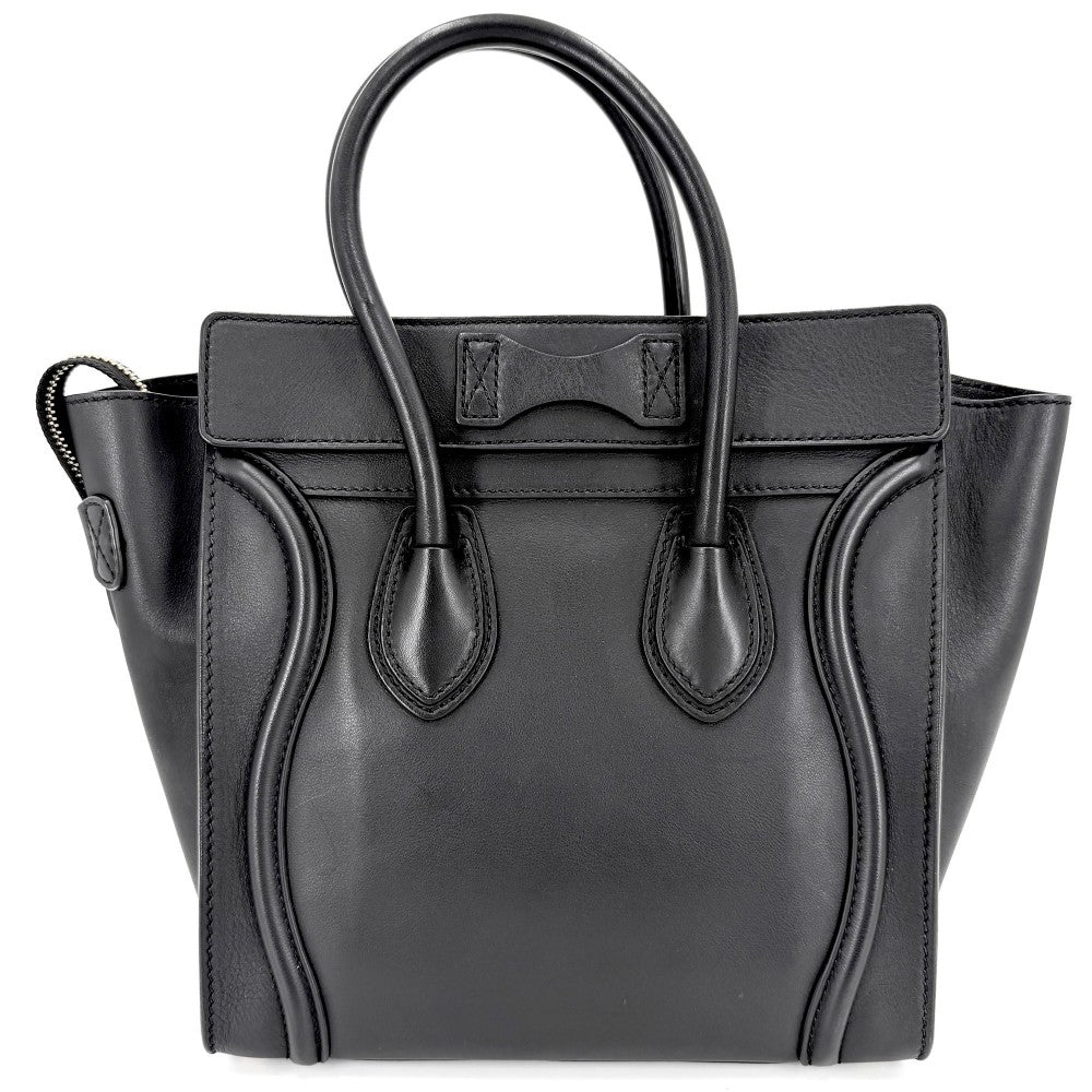 【開店SALE】 CELINE セリーヌ ハンドバッグ ラゲージ マイクロショッパー レザー ブラック 黒 ゴールド金具 レディース【中古品】