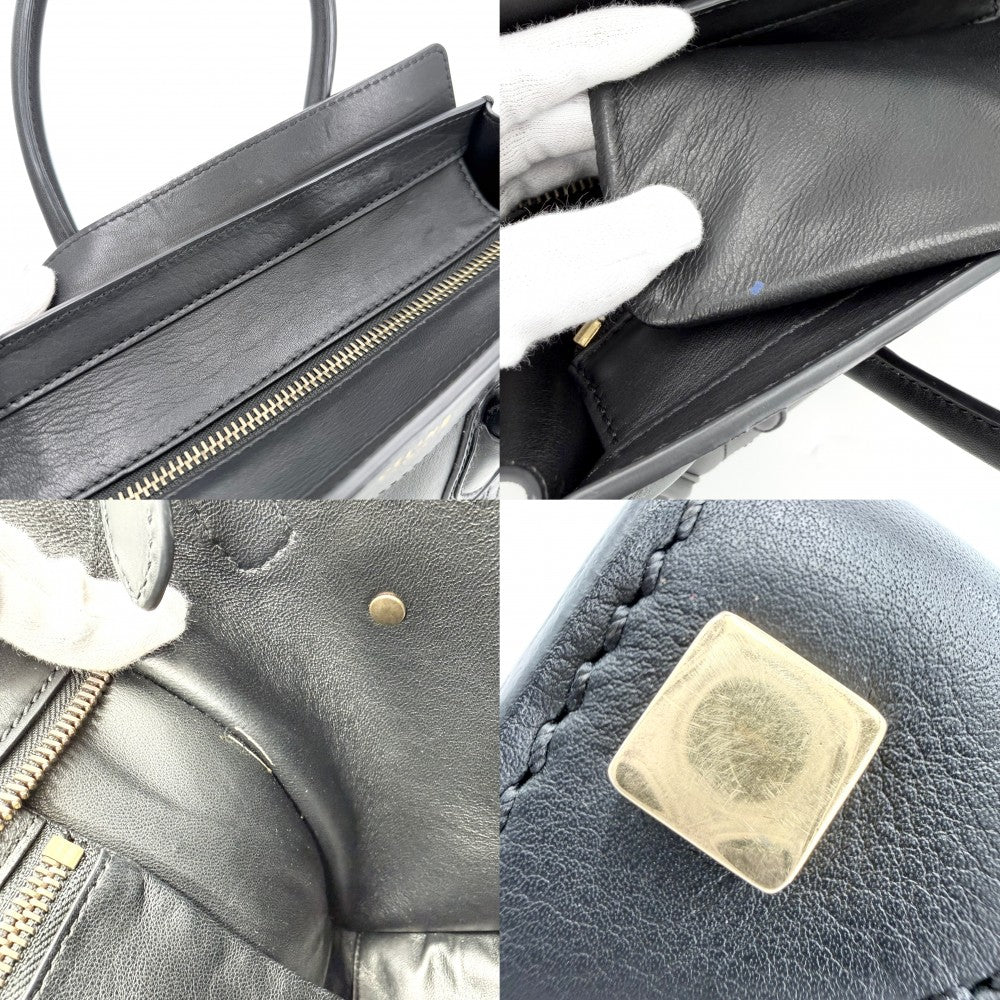 【開店SALE】 CELINE セリーヌ ハンドバッグ ラゲージ マイクロショッパー レザー ブラック 黒 ゴールド金具 レディース【中古品】