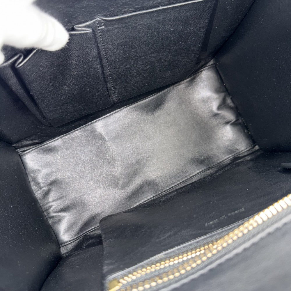 【開店SALE】 CELINE セリーヌ ハンドバッグ ラゲージ マイクロショッパー レザー ブラック 黒 ゴールド金具 レディース【中古品】