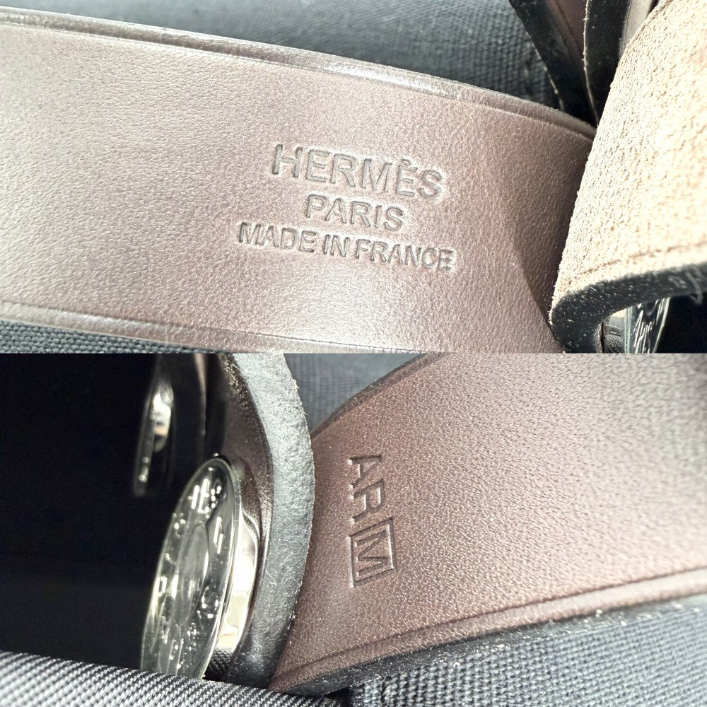 【開店SALE】 HERMES エルメス 2WAY カバックエランPM ハンドバッグ ショルダーバッグ トートバッグ □M キャンバス レザー ブラック 黒 ブラウン 茶 シルバー金具 レディース 2009年【中古品】
