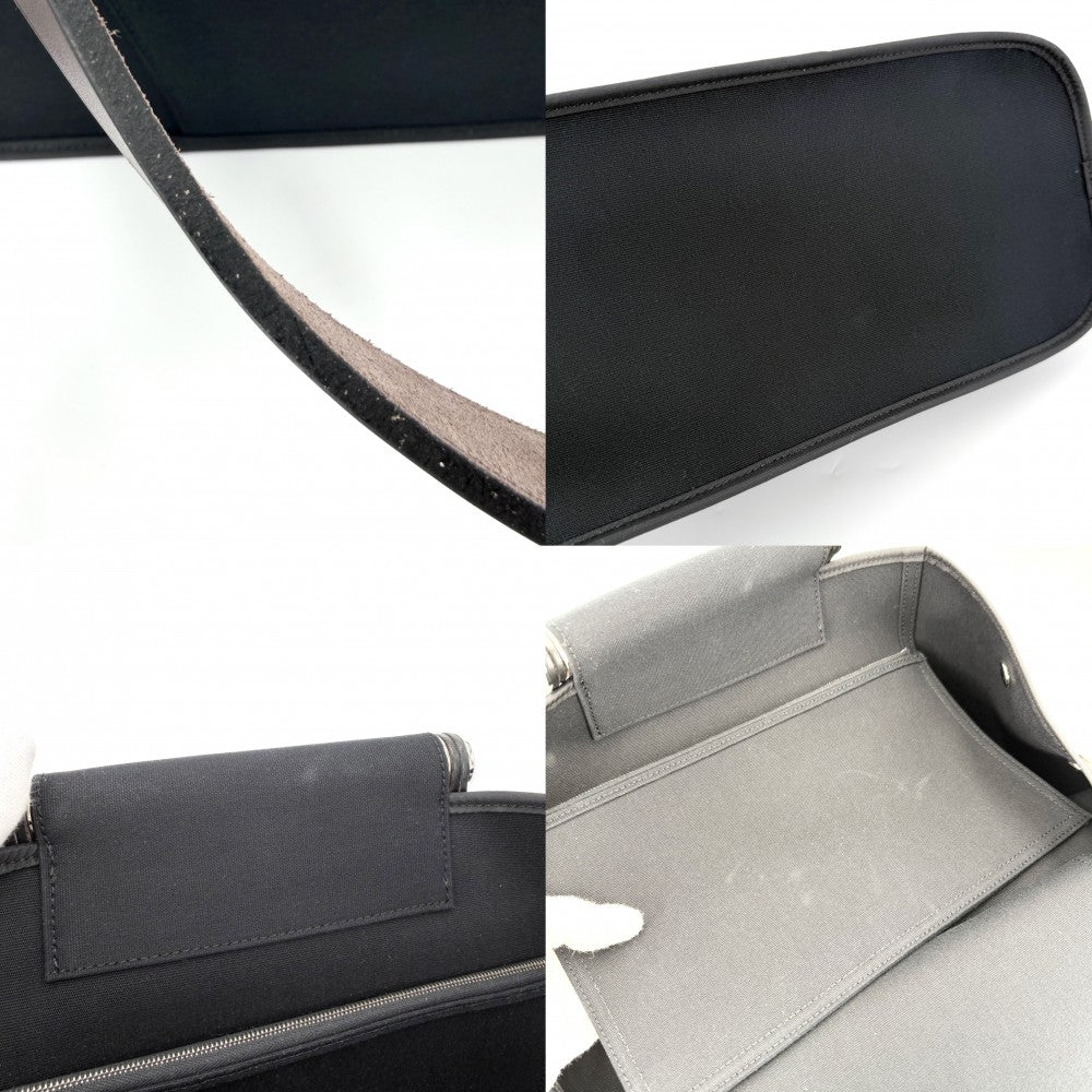 【開店SALE】 HERMES エルメス 2WAY カバックエランPM ハンドバッグ ショルダーバッグ トートバッグ □M キャンバス レザー ブラック 黒 ブラウン 茶 シルバー金具 レディース 2009年【中古品】