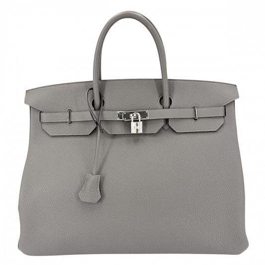 HERMES エルメス ハンドバッグ バーキン40 内縫い グレー メンズ レディース W刻印 トゴ グリメイヤー シルバー金具 ユニセックス 2024年【中古品】