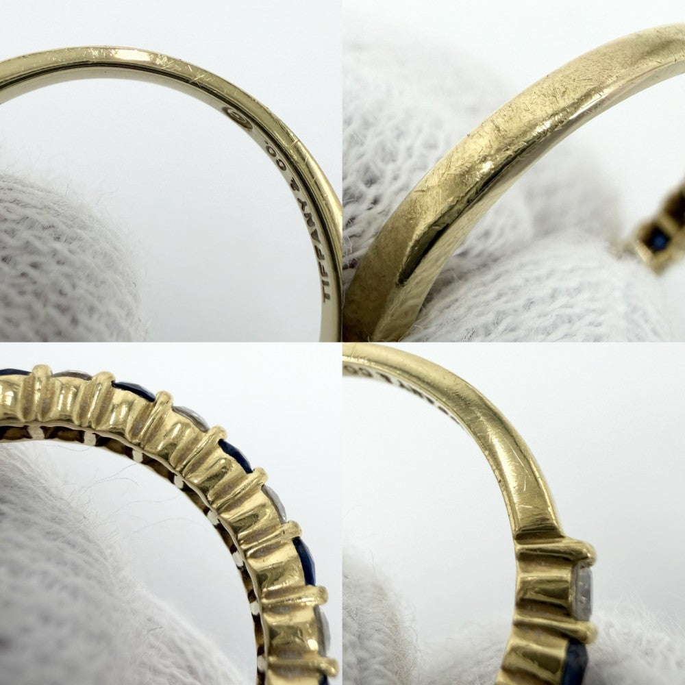 TIFFANY&Co. ティファニー 指輪 ジュエリー アクセサリー ハーフエタニティ 18金YG Au750 K18イエローゴールド ダイヤモンド 約10.5号 ブルー 青 レディース 約2.4g【中古品】