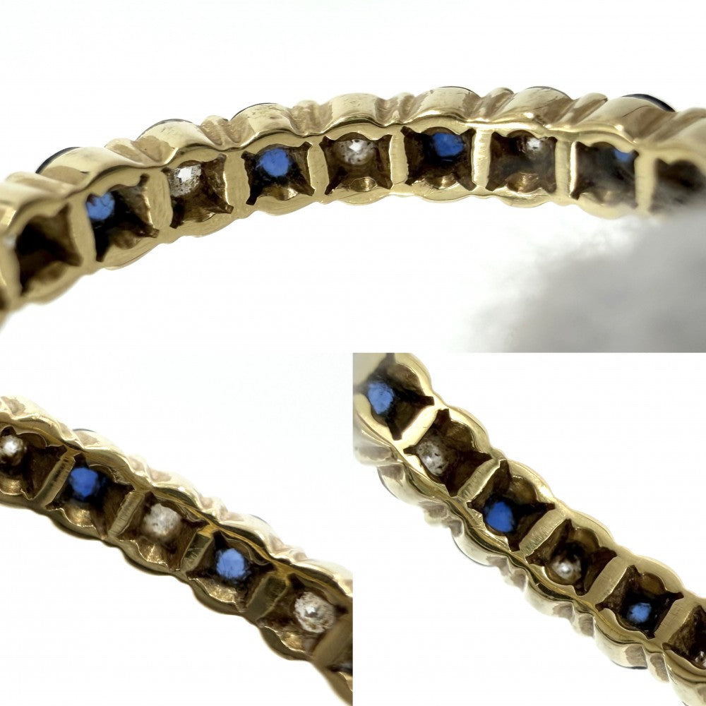TIFFANY&Co. ティファニー 指輪 ジュエリー アクセサリー ハーフエタニティ 18金YG Au750 K18イエローゴールド ダイヤモンド 約10.5号 ブルー 青 レディース 約2.4g【中古品】