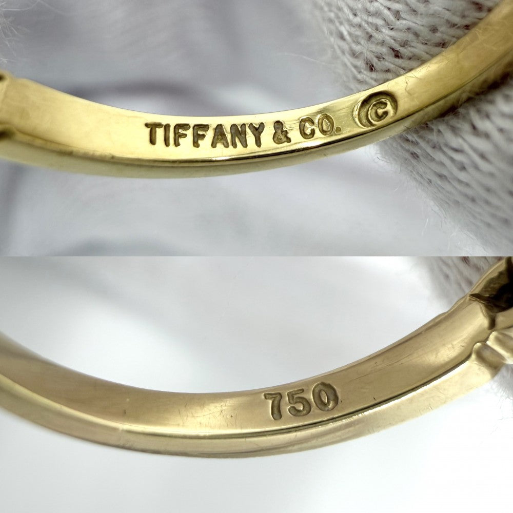 TIFFANY&Co. ティファニー 指輪 ジュエリー アクセサリー ハーフエタニティ 18金YG Au750 K18イエローゴールド ダイヤモンド 約10.5号 ブルー 青 レディース 約2.4g【中古品】