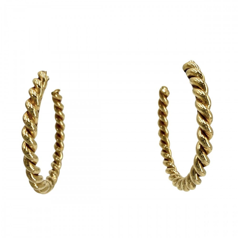 TIFFANY&Co. ティファニー ピアス ツイスト フープ ピアス ジュエリー アクセサリー 18金YG Au750 K18イエローゴールド レディース 約5.2g【中古品】
