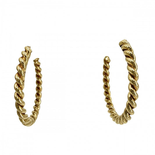 TIFFANY&Co. ティファニー ピアス ツイスト フープ ピアス ジュエリー アクセサリー 18金YG Au750 K18イエローゴールド レディース 約5.2g【中古品】