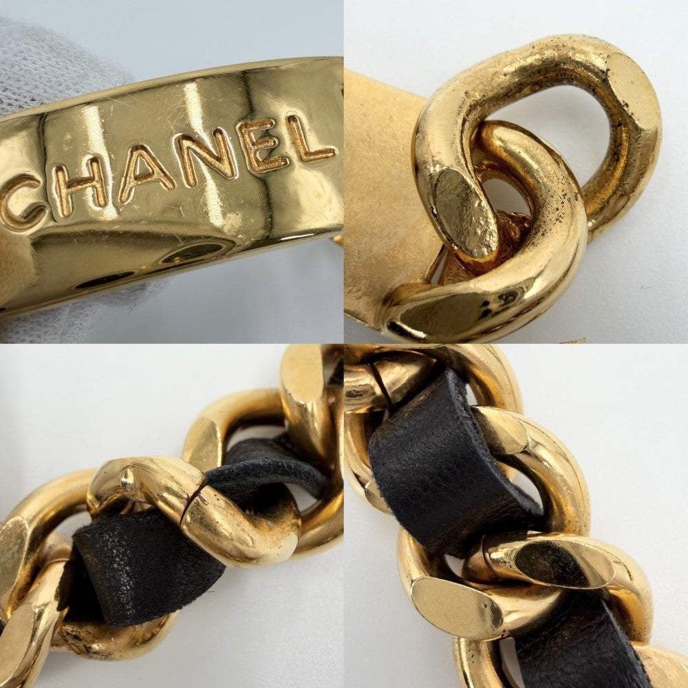 CHANEL シャネル ベルト メダル チェーンベルト ファッションアイテム 小物 ココマーク ヴィンテージ GP レザー ゴールド ブラック 黒 レディース【中古品】