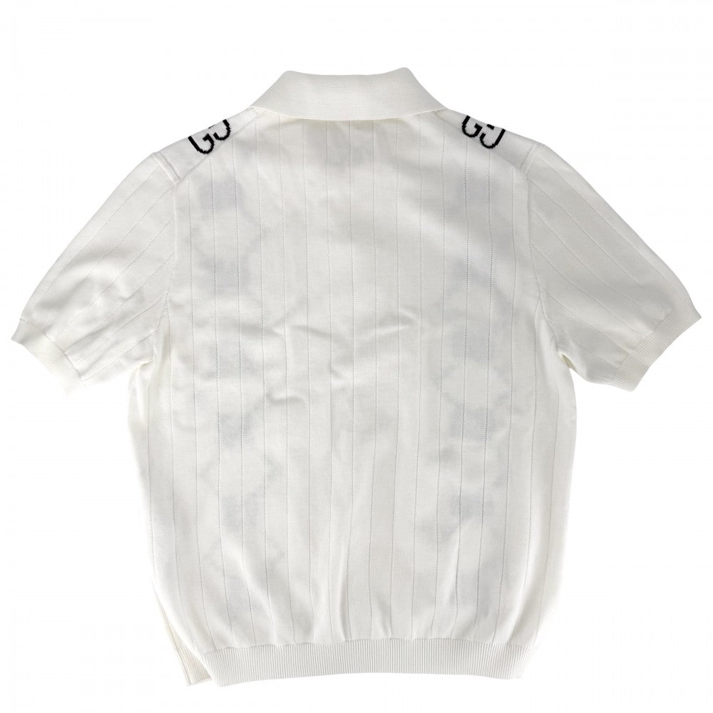 GUCCI グッチ ポロシャツ GG トップス 服 アパレル L 747086 ホワイト 白 ブラック 黒 春 夏 コットン メンズ【中古品】