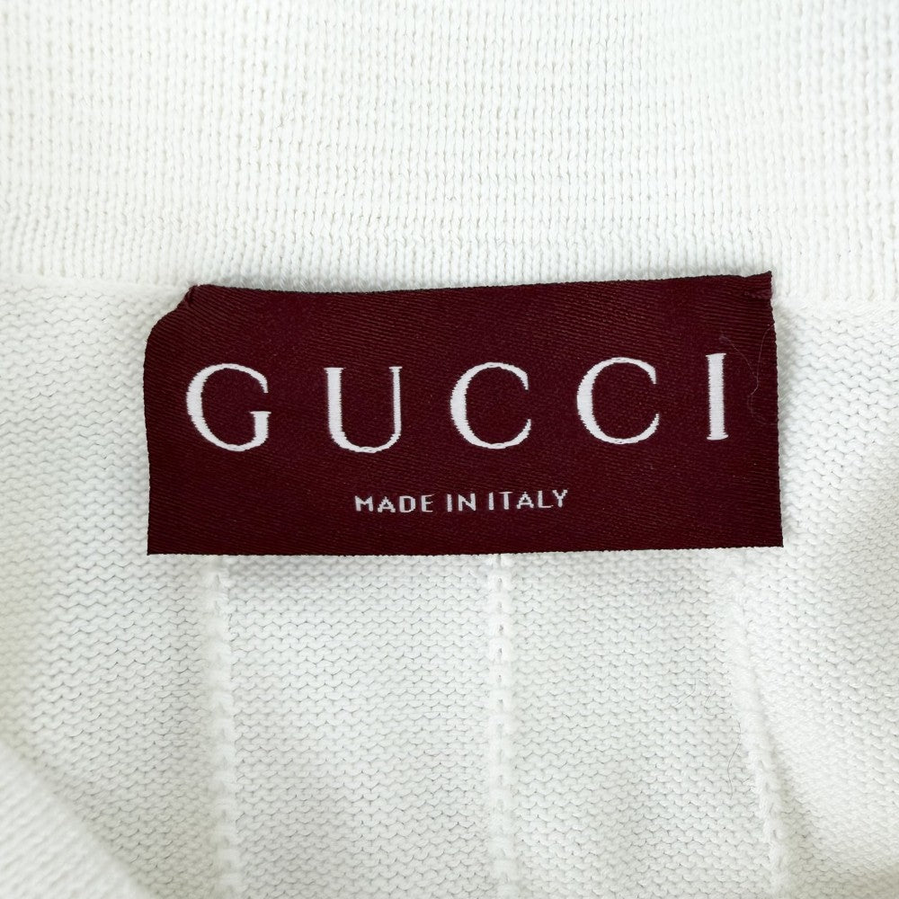 GUCCI グッチ ポロシャツ GG トップス 服 アパレル L 747086 ホワイト 白 ブラック 黒 春 夏 コットン メンズ【中古品】