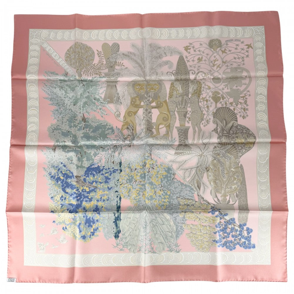 HERMES エルメス スカーフ カレ90 Les Legendes de L'Arbre 木の伝説 ファッションアイテム Carres シルク ピンク レディース【中古品】