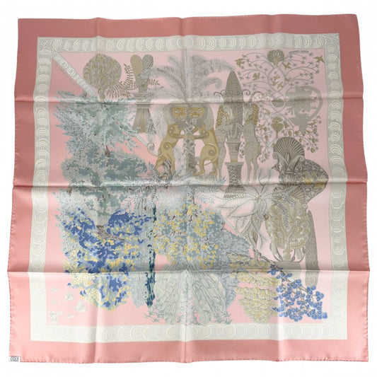 HERMES エルメス スカーフ カレ90 Les Legendes de L'Arbre 木の伝説 ファッションアイテム Carres シルク ピンク レディース【中古品】