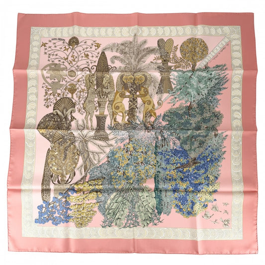 HERMES エルメス スカーフ カレ90 Les Legendes de L'Arbre 木の伝説 ファッションアイテム Carres シルク ピンク レディース【中古品】