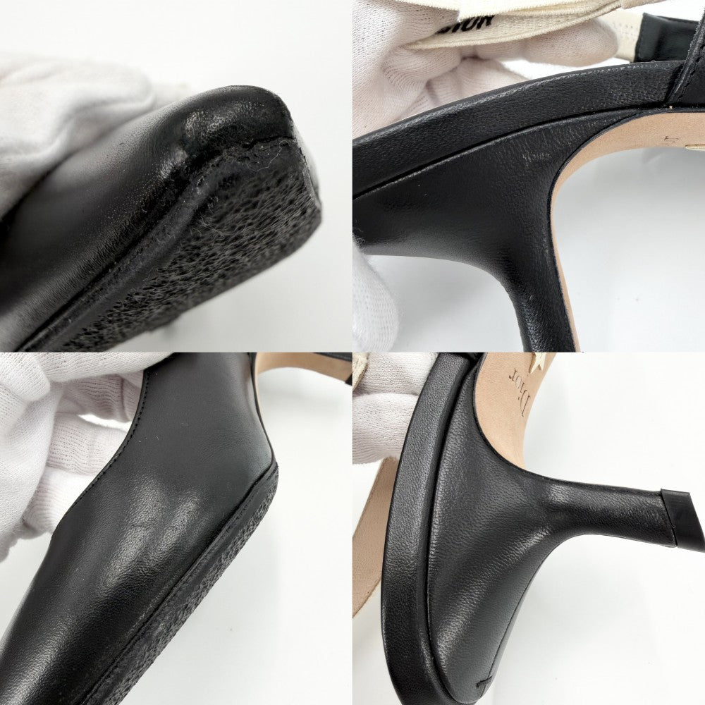 Dior ディオール パンプス J’ADIOR スリングバック リボン サンダル ファッションアイテム 靴 36.5サイズ 約23.5cm ブラック 黒 ベージュ レディース【中古品】
