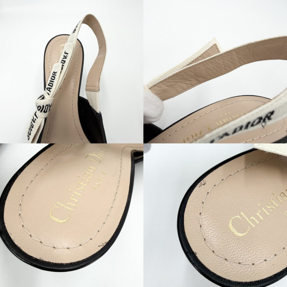 Dior ディオール パンプス J’ADIOR スリングバック リボン サンダル ファッションアイテム 靴 36.5サイズ 約23.5cm ブラック 黒 ベージュ レディース【中古品】