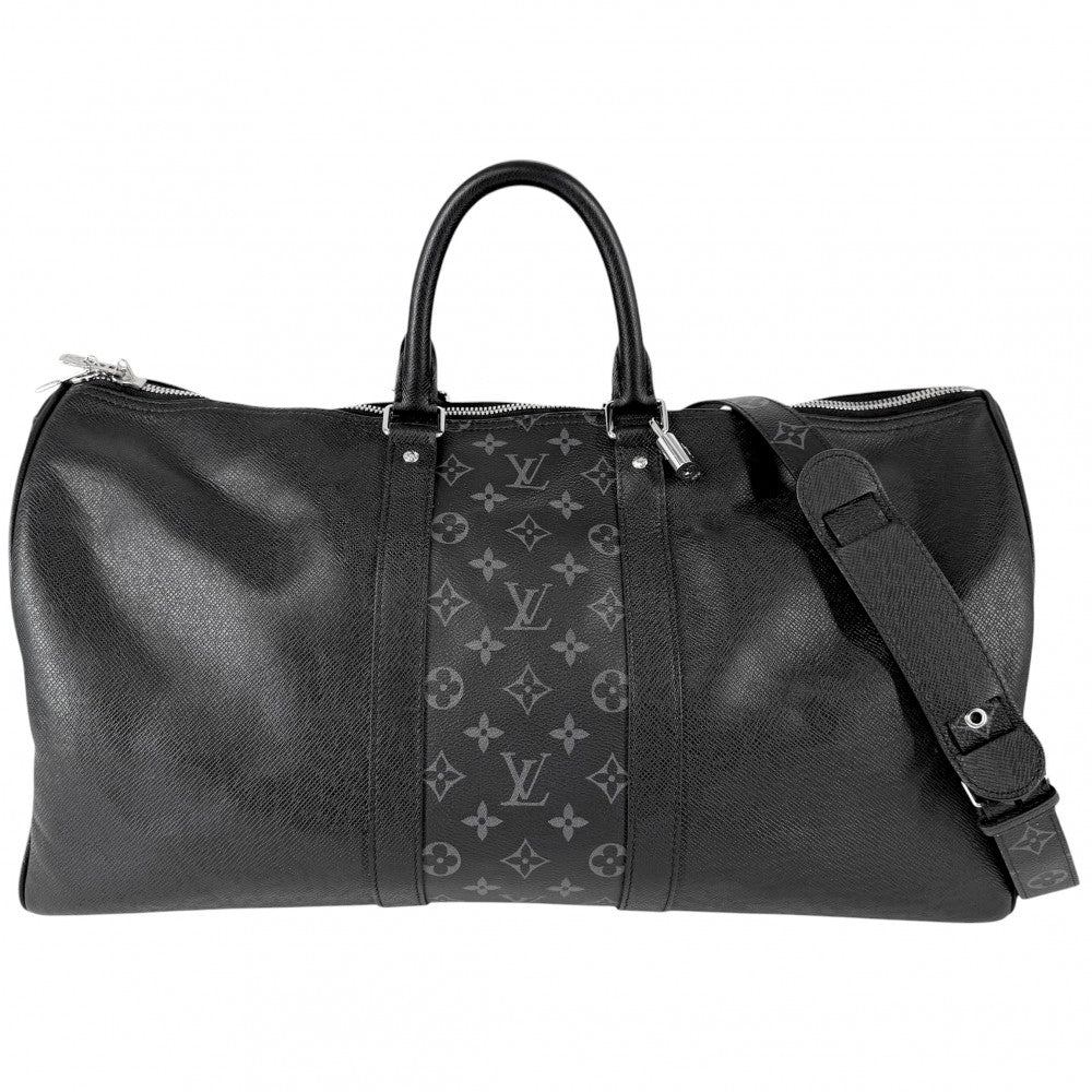 LOUIS VUITTON ルイヴィトン ボストンバッグ 2WAY ショルダーバッグ タイガラマ キーポルバンドリエール50 トラベルバッグ 旅行バッグ M53763 ブラック 黒 シルバー金具 メンズ【中古品】