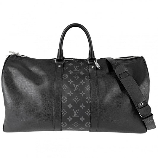 LOUIS VUITTON ルイヴィトン ボストンバッグ 2WAY ショルダーバッグ タイガラマ キーポルバンドリエール50 トラベルバッグ 旅行バッグ M53763 ブラック 黒 シルバー金具 メンズ【中古品】