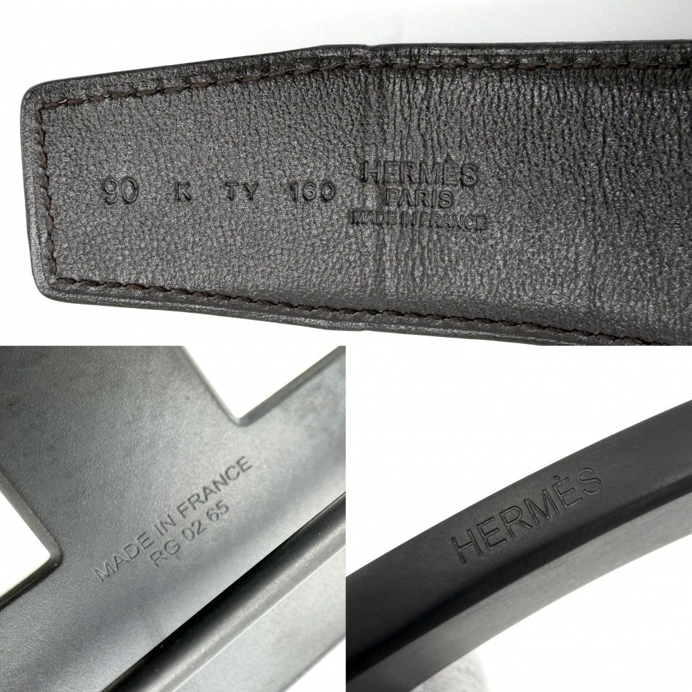 HERMES エルメス ベルト コンスタンス リバーシブル ファッションアイテム 90サイズ 小物 K刻印 レザー ブラック 黒 ブラウン 茶 ブラック金具 レディース 2025年【中古品】